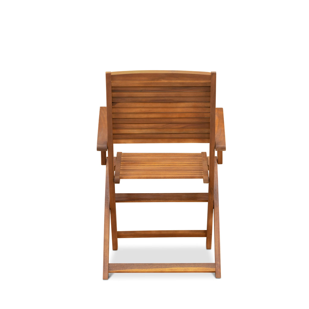 East West Furniture DEHD5CANA 5 Piece Patio Garden Table Set Includes a Rectangle Outdoor Acacia wood Dining Table and 4 Folding Arm Chairs, 40x72 Inch, Natural Oil