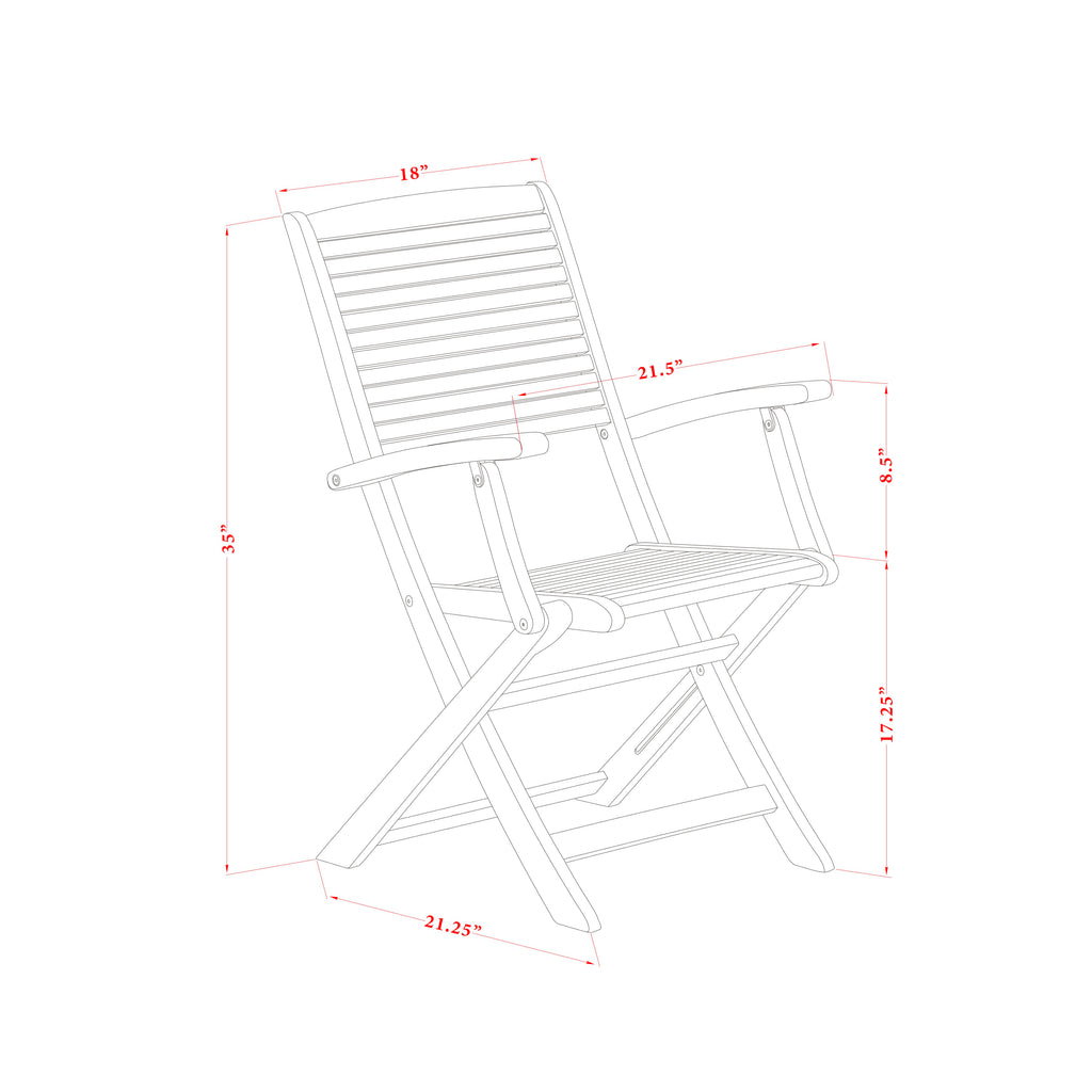 East West Furniture SEHD3CANA 3 Piece Patio Bistro Sets Wood Table Set Contains a Square Outdoor Acacia Wood Coffee Table and 2 Folding Arm Chairs, 26x26 Inch, Natural Oil