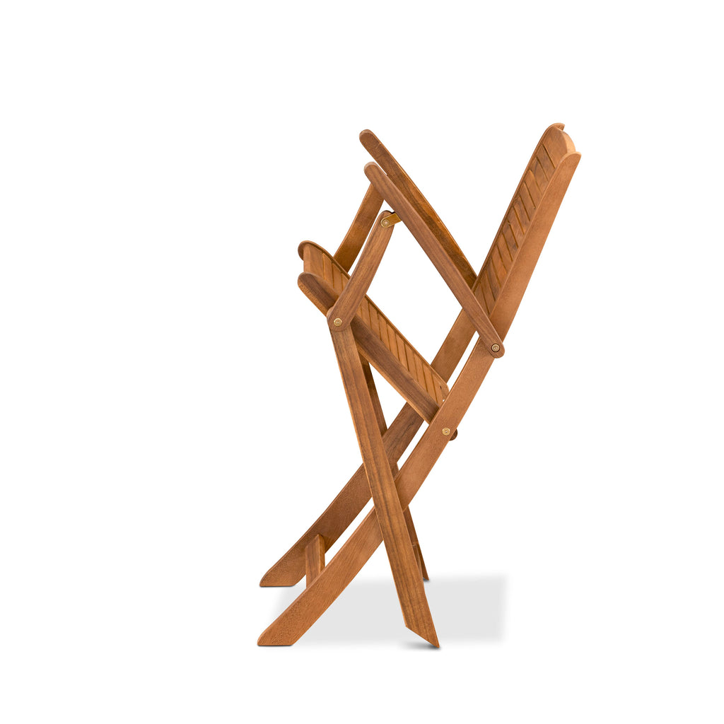 East West Furniture DEHD5CANA 5 Piece Patio Garden Table Set Includes a Rectangle Outdoor Acacia wood Dining Table and 4 Folding Arm Chairs, 40x72 Inch, Natural Oil