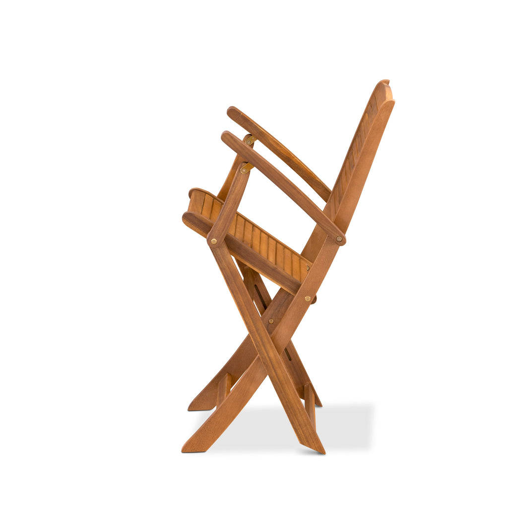 East West Furniture DEHD7CANA 7 Piece Patio Dining Set Includes a Rectangle Outdoor Acacia wood Table and 6 Folding Arm Chairs, 40x72 Inch, Natural Oil