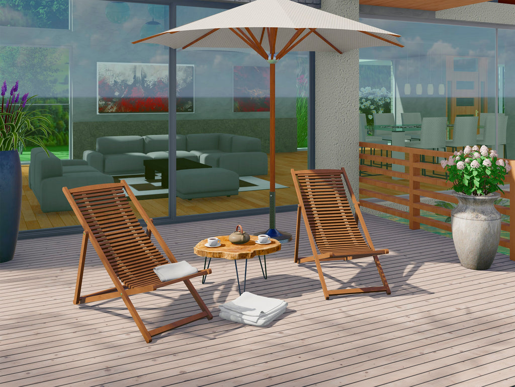 East West Furniture BJPCLNE Outdoor Patio Garden Wooden Camping Chairs - Beacher Jasper Relax Patio Chairs Set of 2 - Natural Oil Finish