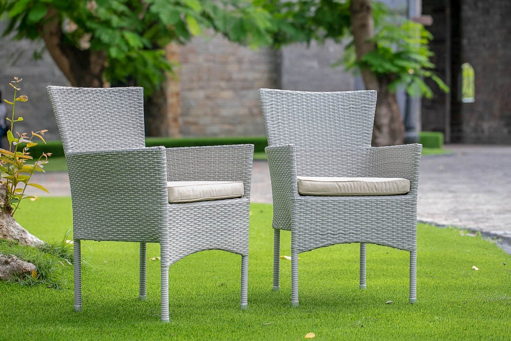 East West Furniture BKLC103A Bork Outdoor Wicker Dining Chairs with Cushion