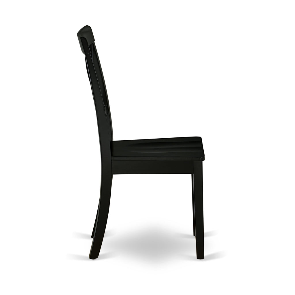 East West Furniture BOC-BLK-W Boston Dining Room Chairs - Cross Back Solid Wood Seat Chairs