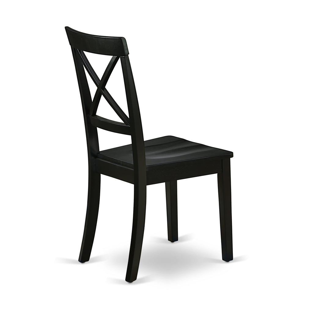East West Furniture BOC-BLK-W Boston Dining Room Chairs - Cross Back Solid Wood Seat Chairs