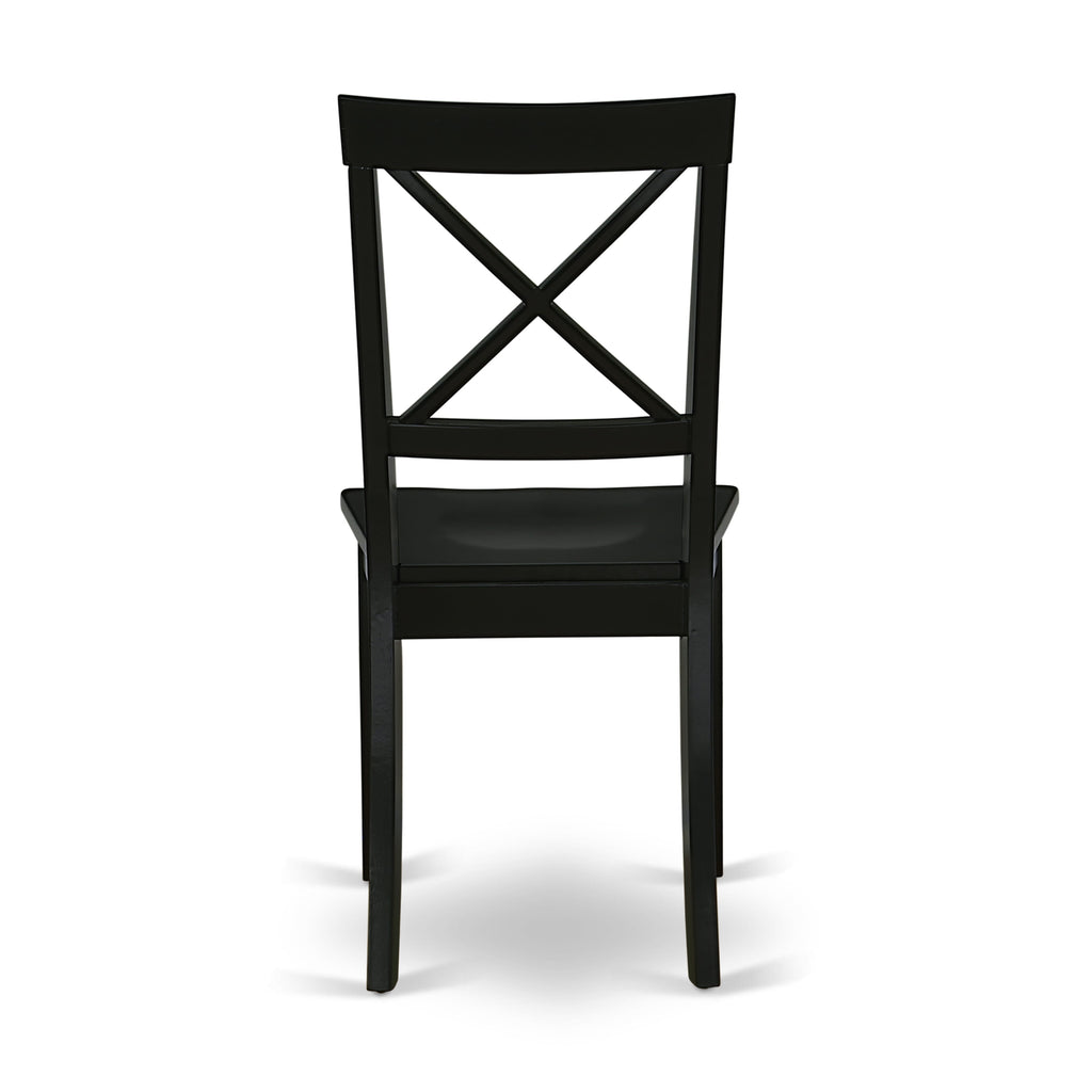 East West Furniture BOC-BLK-W Boston Dining Room Chairs - Cross Back Solid Wood Seat Chairs