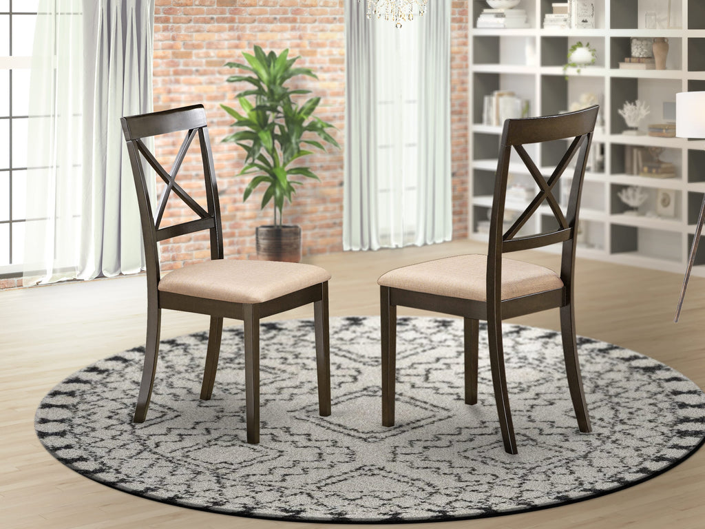 East West Furniture BOC-CAP-C Boston Kitchen Dining Chairs - Linen Fabric Upholstered Wooden Chairs