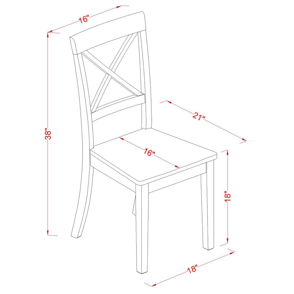 East West Furniture BOC-CAP-W Boston Dining Room Chairs - Cross Back Solid Wood Seat Chairs