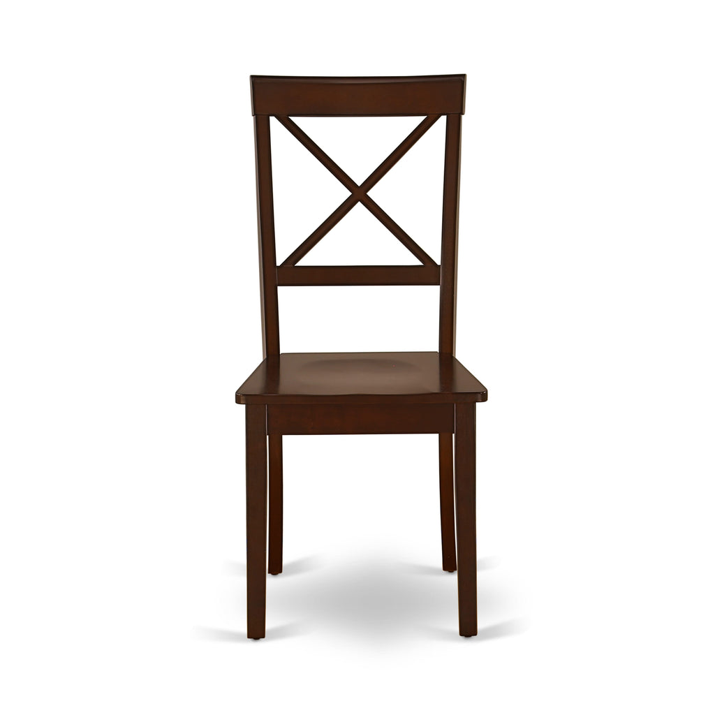 East West Furniture BOC-MAH-W Boston Dining Chairs - Cross Back Wood Seat Kitchen Chairs