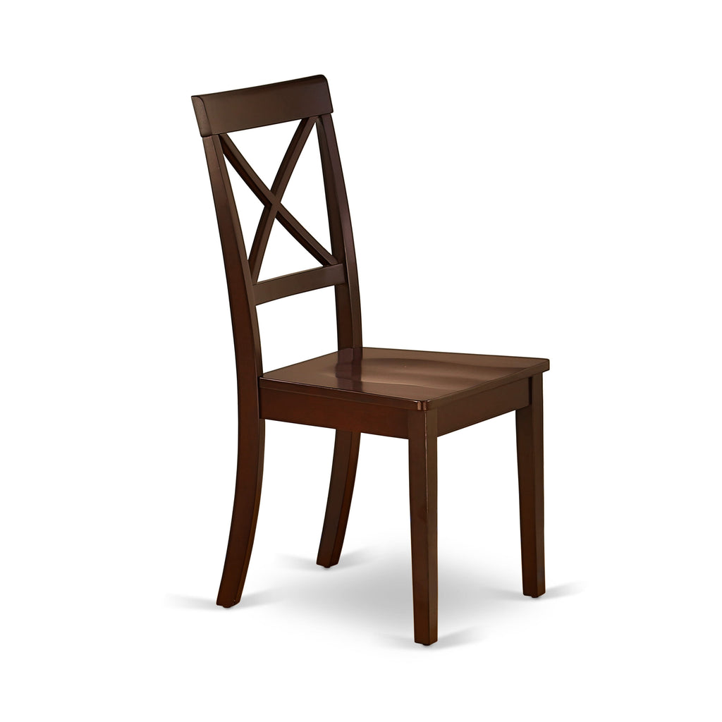 East West Furniture BOC-MAH-W Boston Dining Chairs - Cross Back Wood Seat Kitchen Chairs