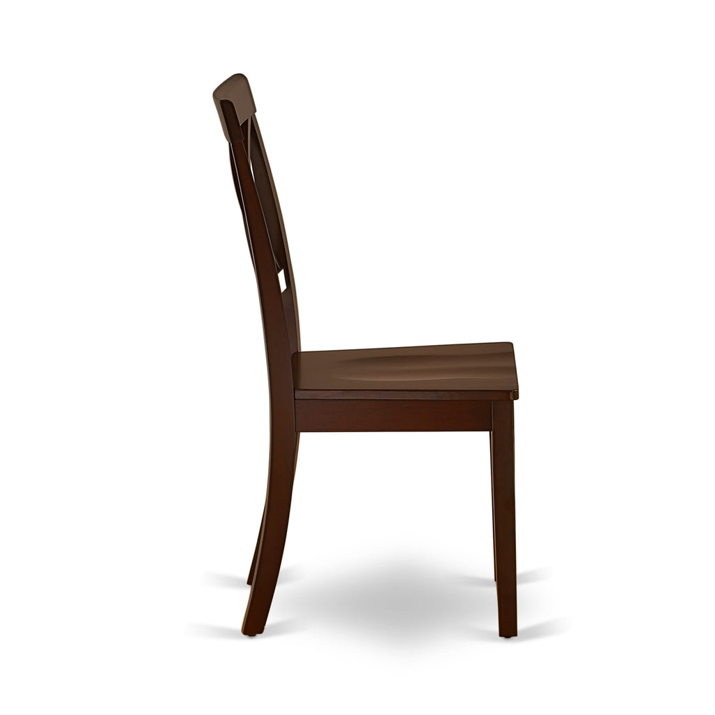 East West Furniture BOC-MAH-W Boston Dining Chairs - Cross Back Wood Seat Kitchen Chairs