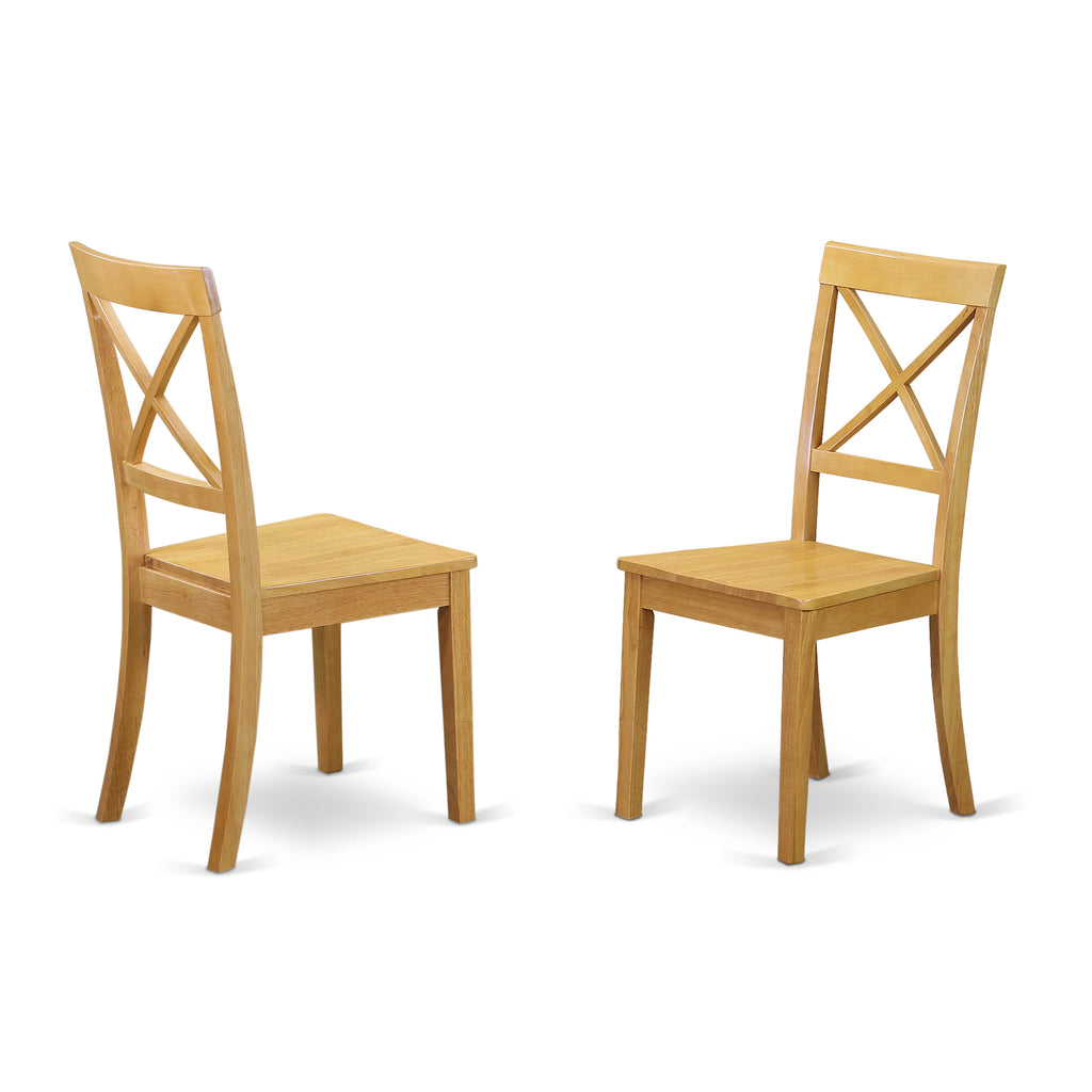East West Furniture BOC-OAK-W Boston Kitchen Dining Chairs - Cross Back Wooden Seat Chairs