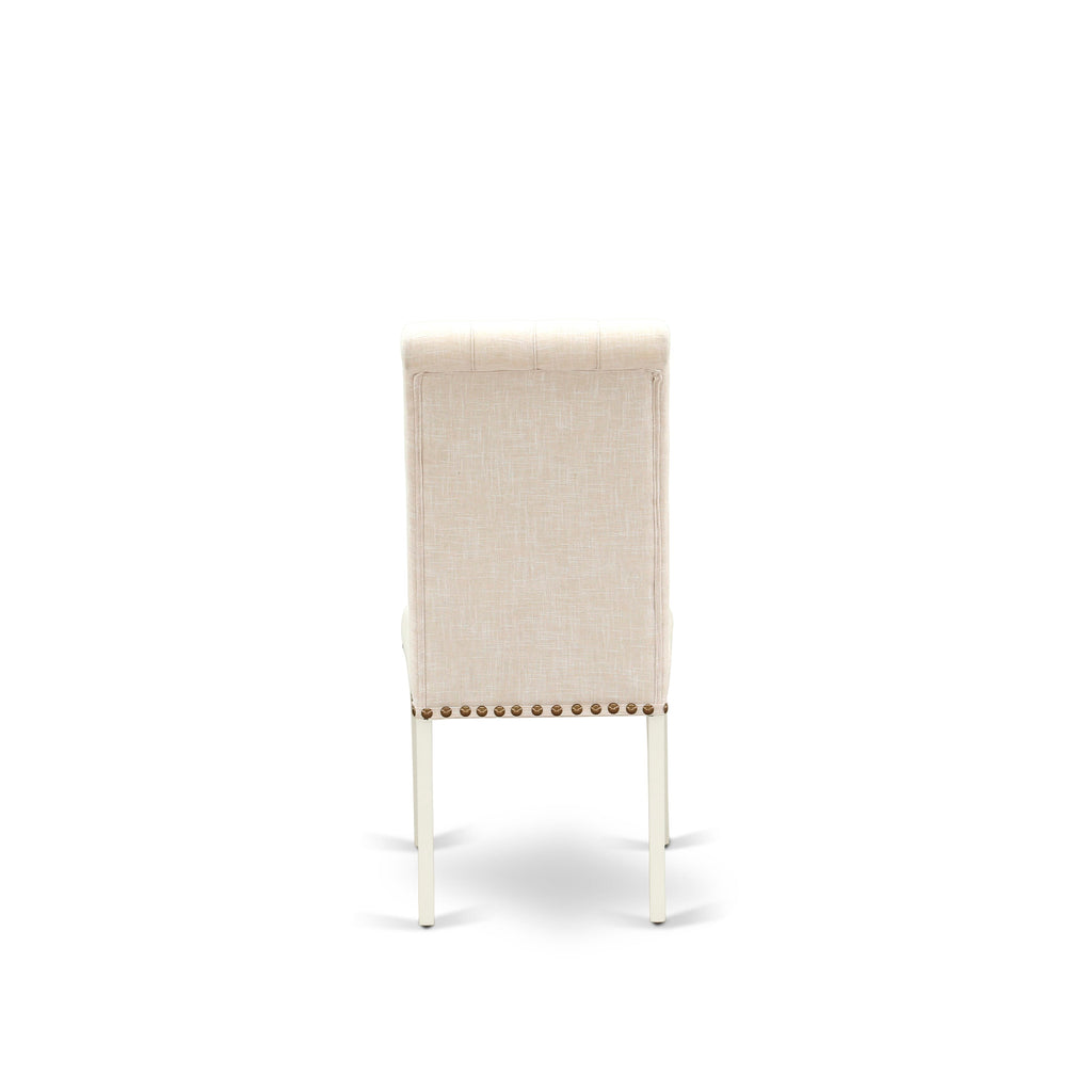 East West Furniture X027BR202-6 6 Piece Dining Table Set Contains a Rectangle Kitchen Table with X-Legs and 4 Light Beige Linen Fabric Parson Chairs with a Bench, 40x72 Inch, Multi-Color