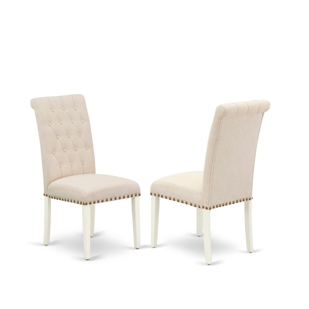 East West Furniture X027BR202-9 9 Piece Dining Room Furniture Set Includes a Rectangle Dining Table with X-Legs and 8 Light Beige Linen Fabric Upholstered Chairs, 40x72 Inch, Multi-Color