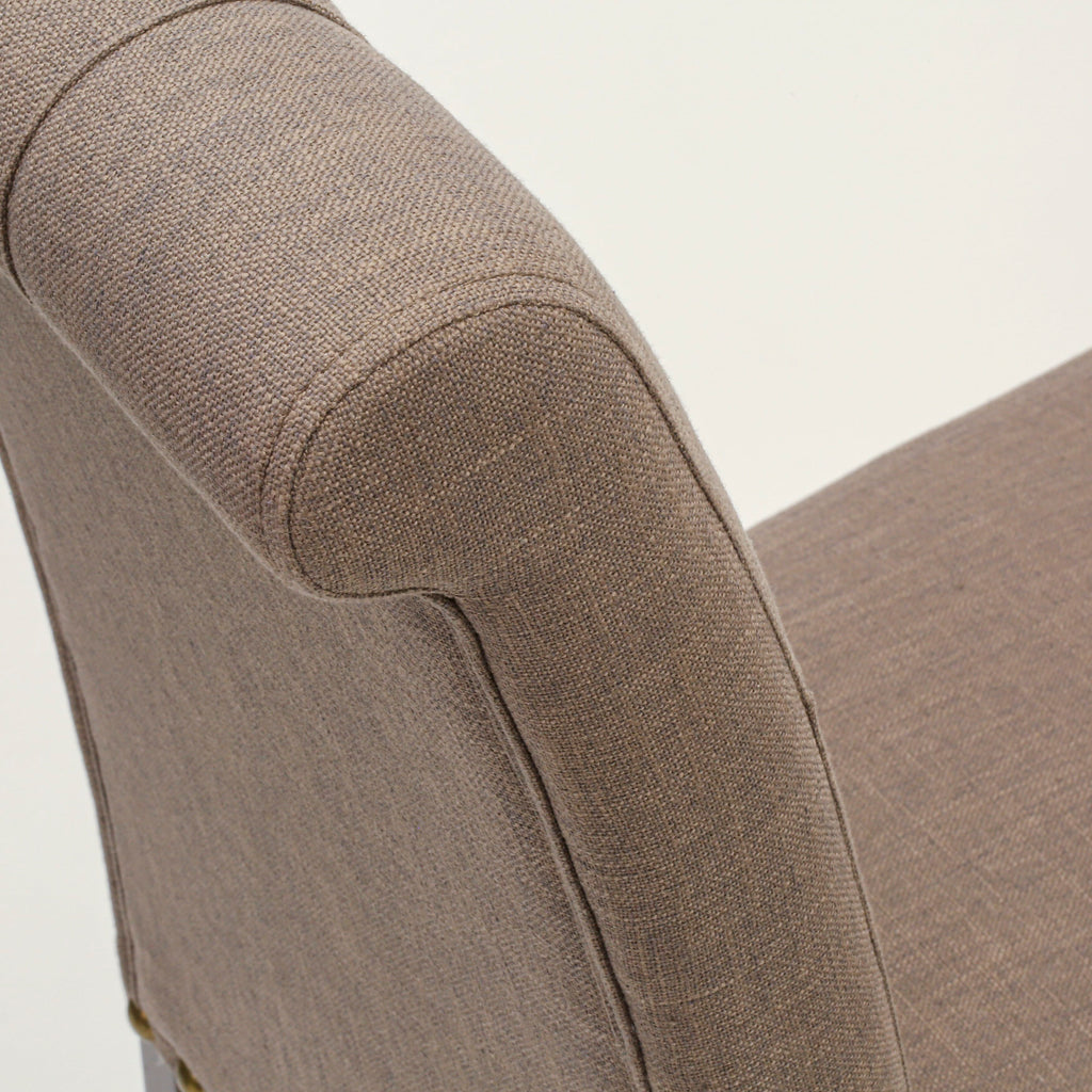 East West Furniture BRP3T18 Bremond Parson Kitchen Chairs - Button Tufted Nailhead Trim Brown Linen Linen Fabric Padded Dining Chairs