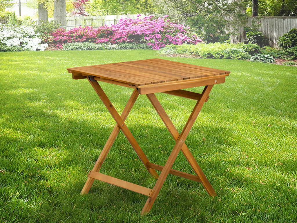 East West Furniture BSETQNA Selma Square Wooden Outdoor Table Made of Acacia wood in Natural Oil finish