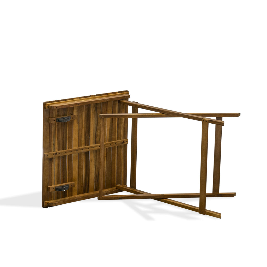 East West Furniture BSETQNA Selma Square Wooden Outdoor Table Made of Acacia wood in Natural Oil finish