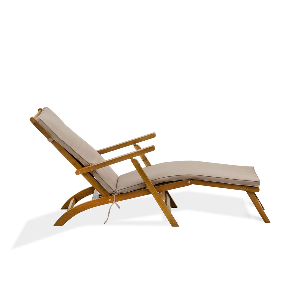 East West Furniture BSLCDNA Outdoor Patio Garden Summing Pool Beach Lounge Chairs - Salinas Deck Lounger Chairs Set of 2 - Natural Oil Finish