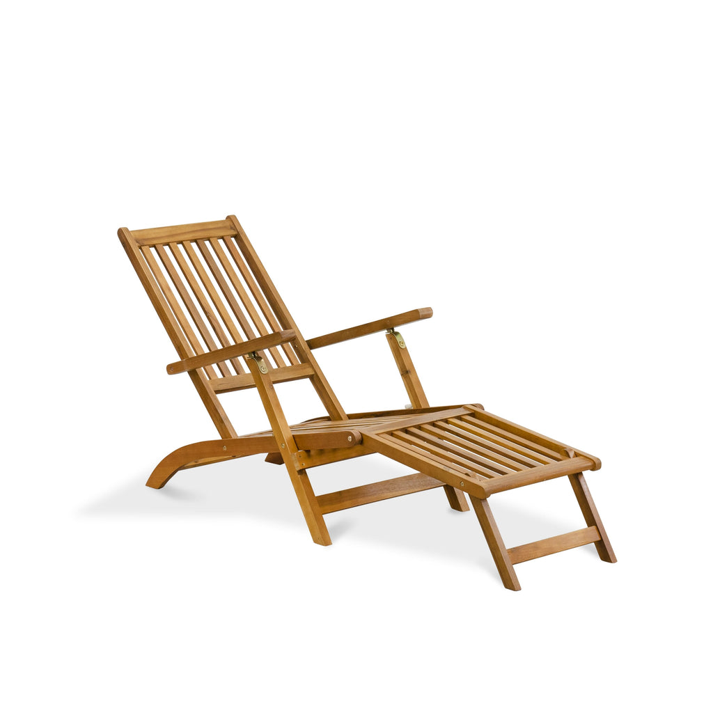 East West Furniture BSLCDNA Outdoor Patio Garden Summing Pool Beach Lounge Chairs - Salinas Deck Lounger Chairs Set of 2 - Natural Oil Finish