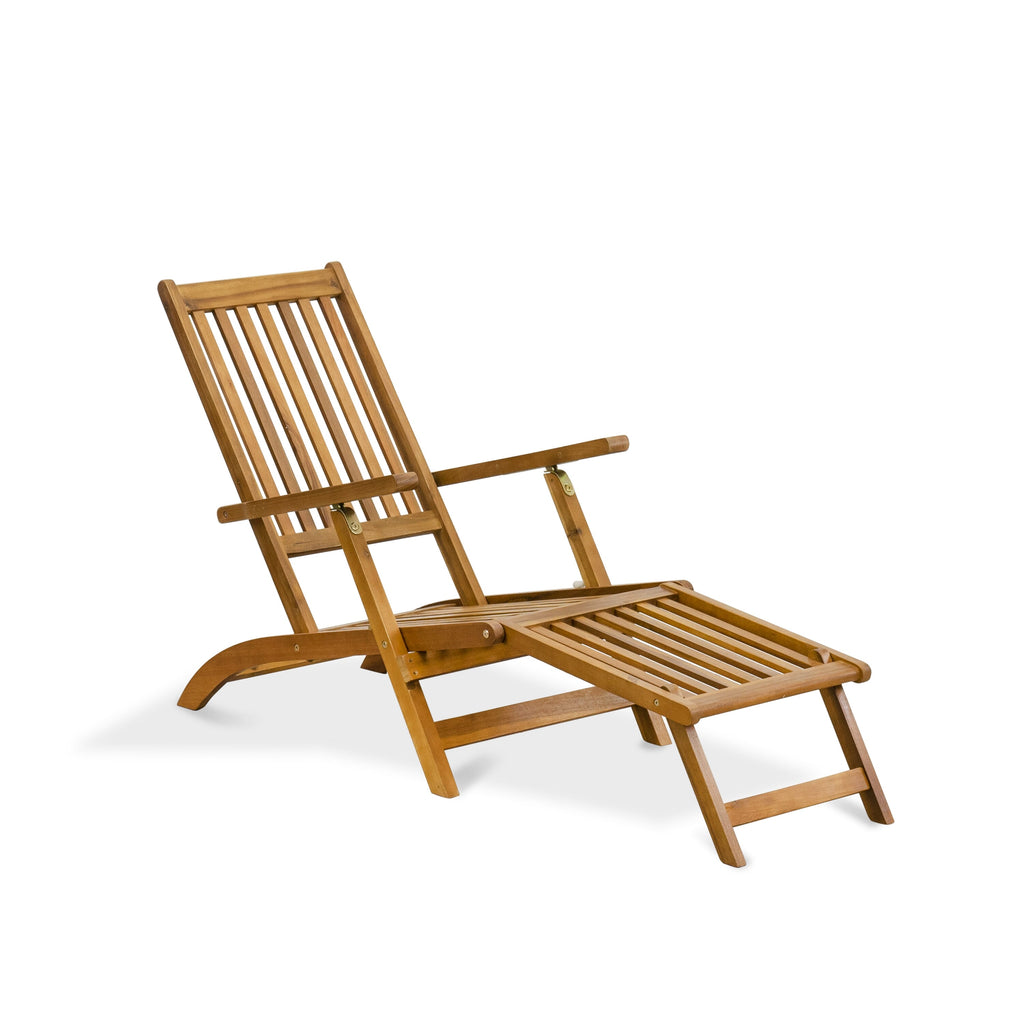 East West Furniture BSLCDNA Outdoor Patio Garden Summing Pool Beach Lounge Chairs - Salinas Deck Lounger Chairs Set of 2 - Natural Oil Finish