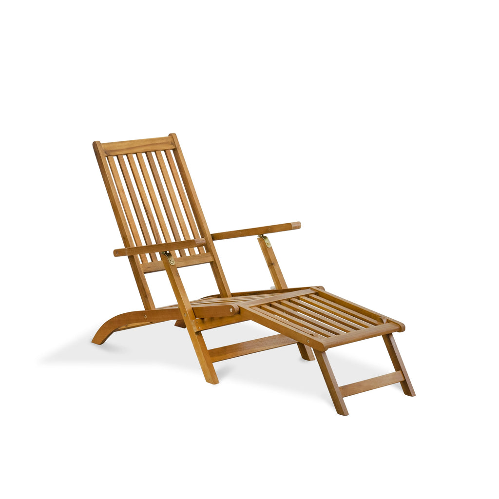 East West Furniture BSLCDNA Outdoor Patio Garden Summing Pool Beach Lounge Chairs - Salinas Deck Lounger Chairs Set of 2 - Natural Oil Finish