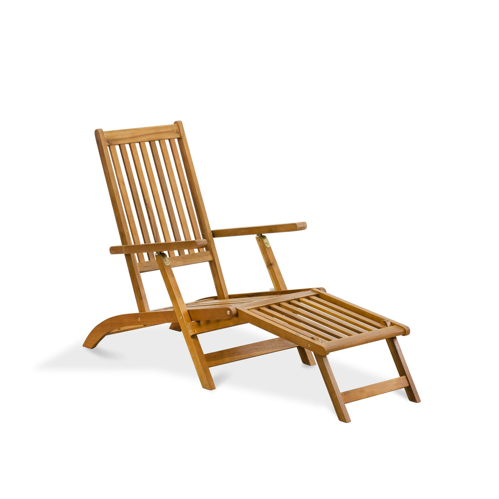 East West Furniture BSLCDNA Outdoor Patio Garden Summing Pool Beach Lounge Chairs - Salinas Deck Lounger Chairs Set of 2 - Natural Oil Finish