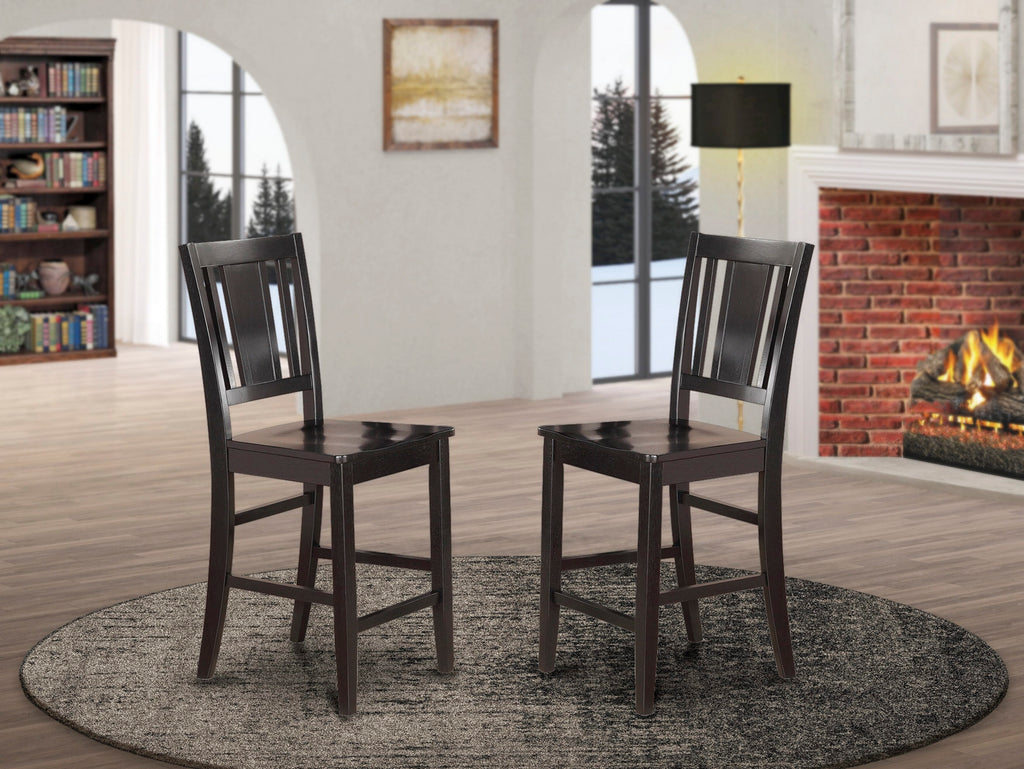 East West Furniture BUS-BLK-W Buckland Counter Height Barstools - Slat Back Solid Wood Seat Chairs