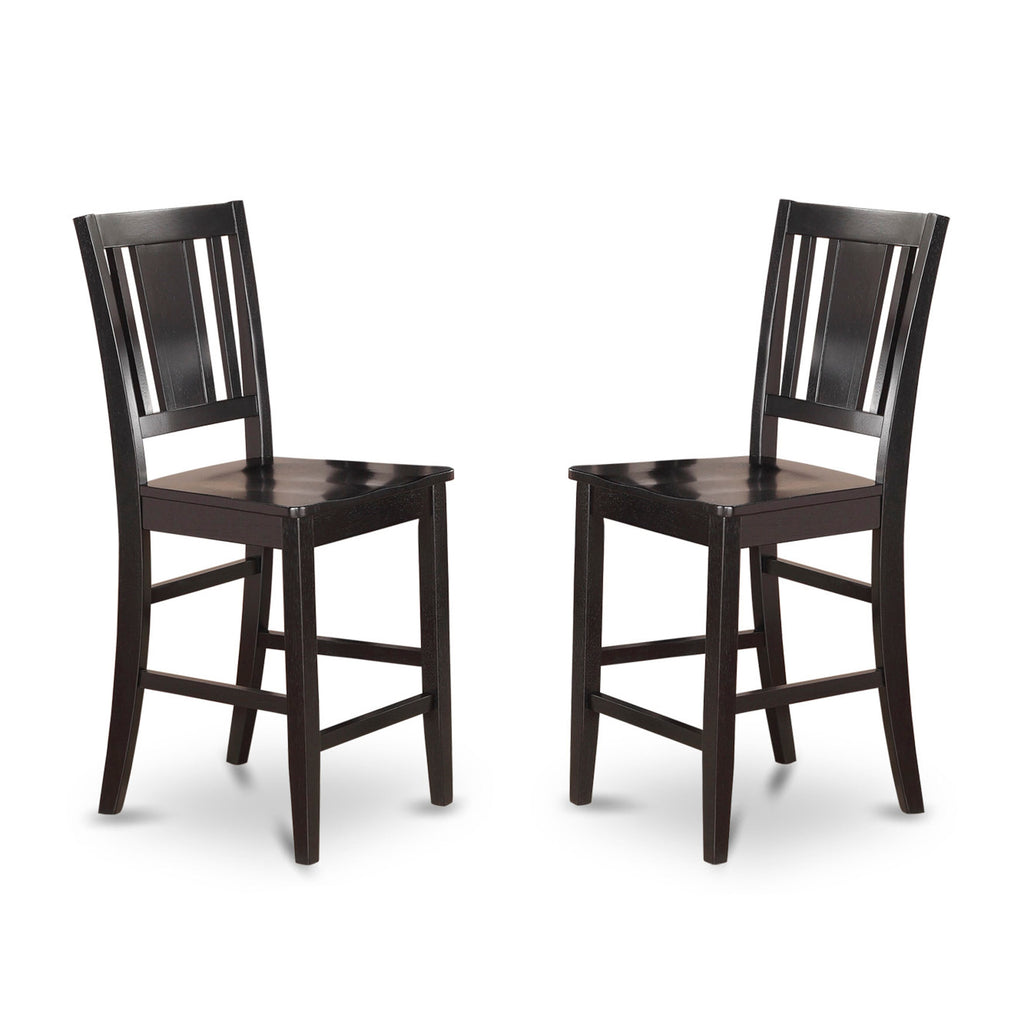 East West Furniture BUS-BLK-W Buckland Counter Height Barstools - Slat Back Solid Wood Seat Chairs
