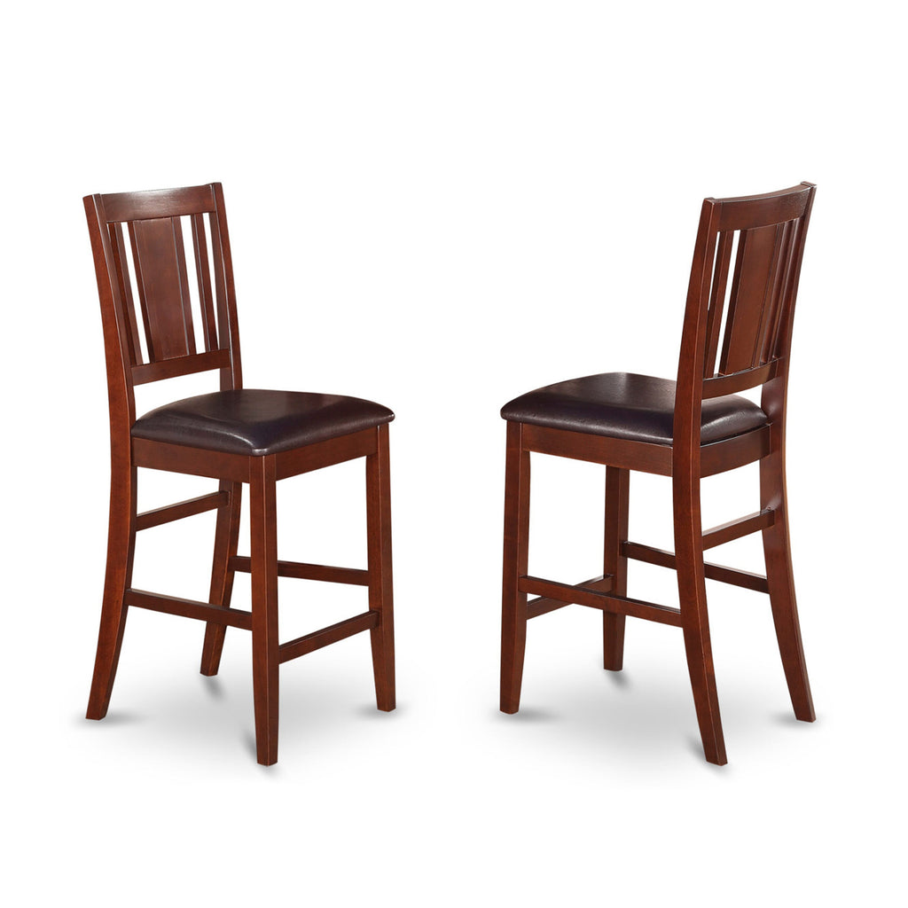 East West Furniture BUS-MAH-LC Buckland Counter Height Kitchen Stools - Faux Leather Upholstered Wood Chairs