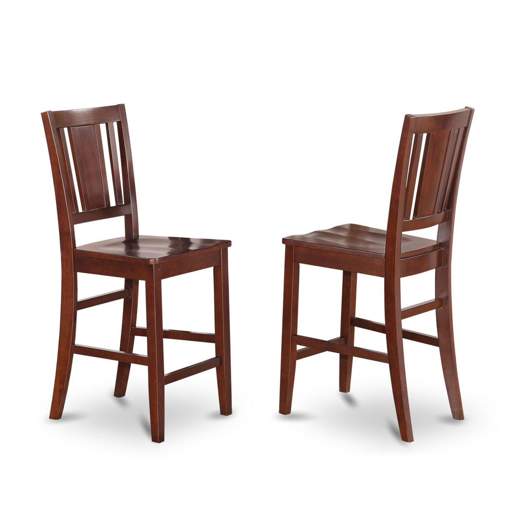 East West Furniture BUS-MAH-W Buckland Counter Height Stools - Slat Back Wood Seat Chairs