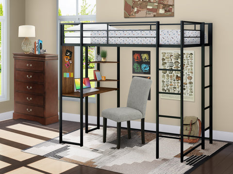 East West Furniture BUTLBLK Buckland Twin Loft Bed in powder coating black color