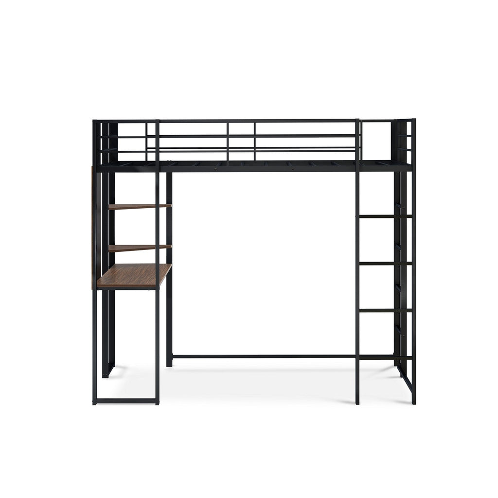 East West Furniture BUTLBLK Buckland Twin Loft Bed in powder coating black color