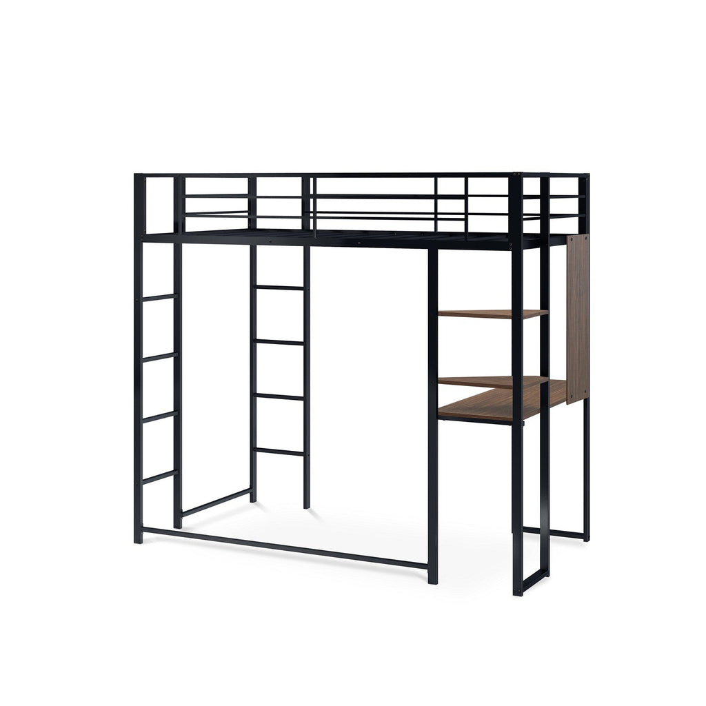 East West Furniture BUTLBLK Buckland Twin Loft Bed in powder coating black color