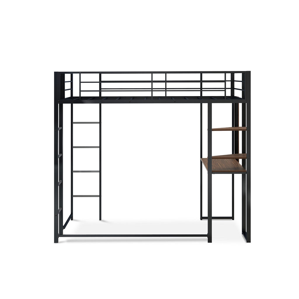 East West Furniture BUTLBLK Buckland Twin Loft Bed in powder coating black color