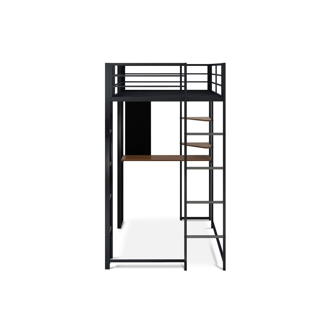 East West Furniture BUTLBLK Buckland Twin Loft Bed in powder coating black color