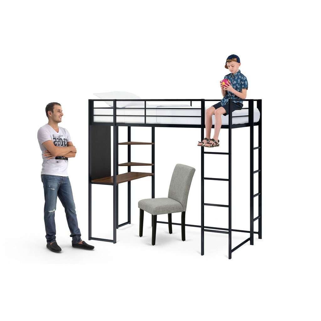 East West Furniture BUTLBLK Buckland Twin Loft Bed in powder coating black color