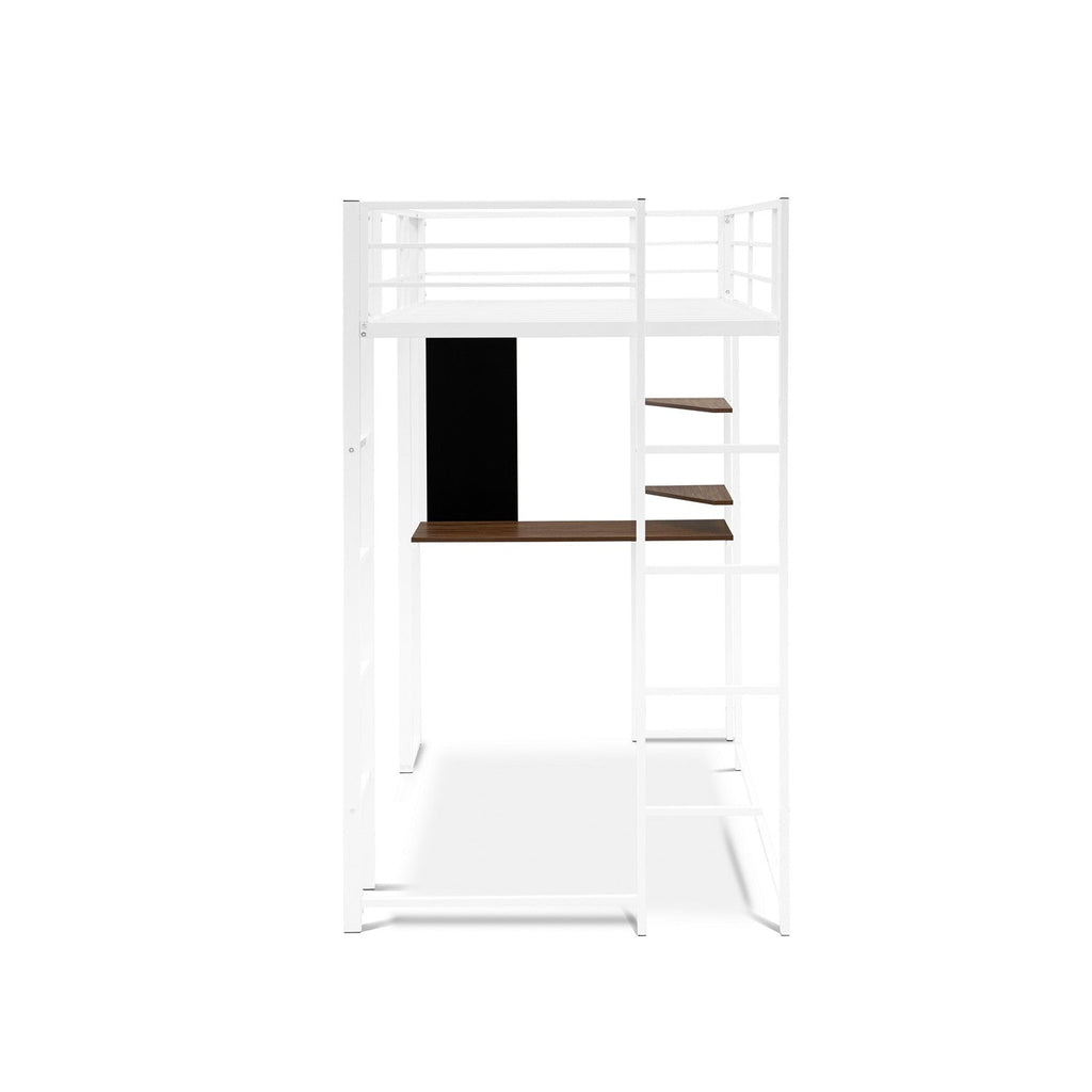 East West Furniture BUTLWHI Buckland Twin Loft Bed in powder coating white color