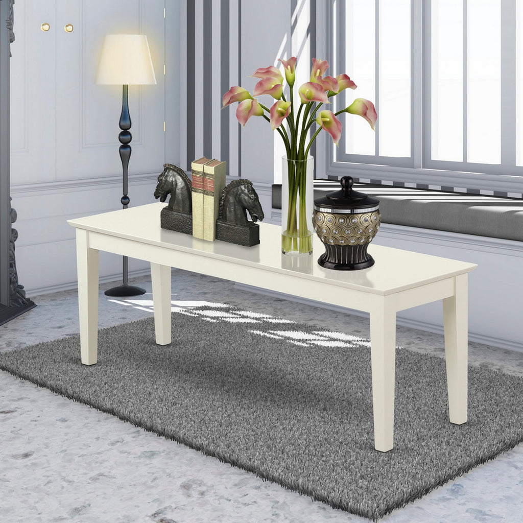 East West Furniture CAB-LWH-W Capri Dining Table Bench with Solid Wood Seat