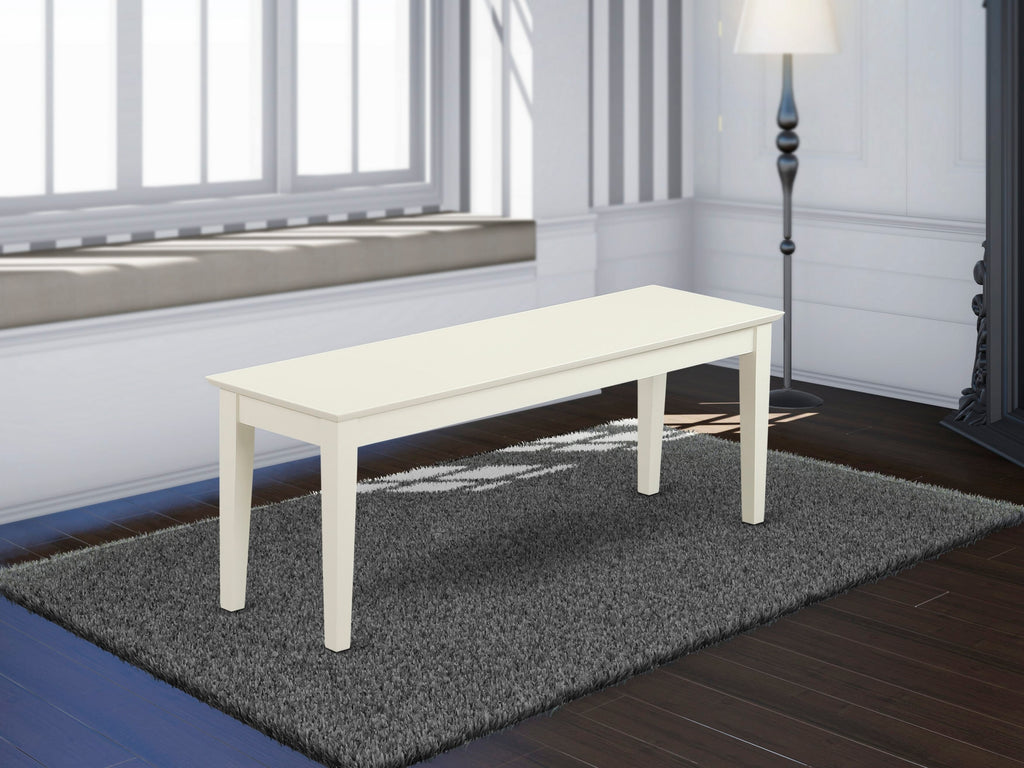 East West Furniture CAB-LWH-W Capri Dining Table Bench with Solid Wood Seat