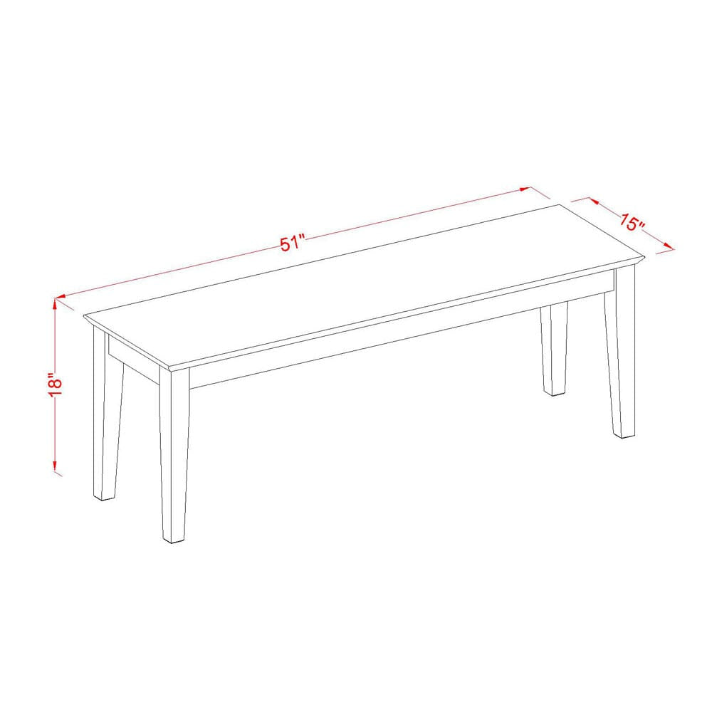 East West Furniture CAB-MAH-W Capri Dining Bench with Wooden Seat