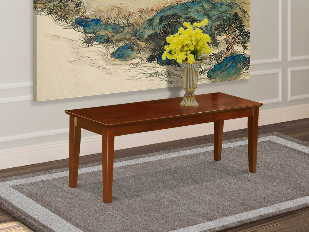 East West Furniture CAB-MAH-W Capri Dining Bench with Wooden Seat