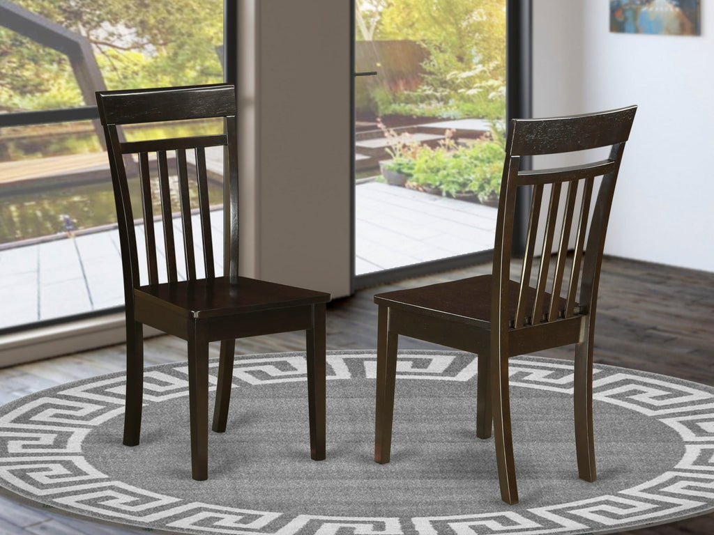 East West Furniture CAC-CAP-W Capri  Dining Chairs - Slat Back Wooden Seat Chairs