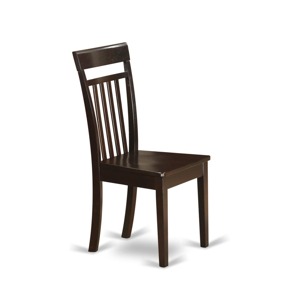 East West Furniture CAC-CAP-W Capri  Dining Chairs - Slat Back Wooden Seat Chairs