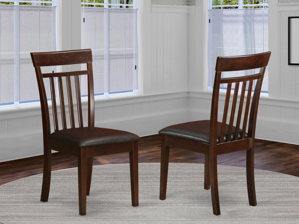 East West Furniture CAC-MAH-LC Capri  Kitchen Dining Chairs - Faux Leather Upholstered Solid Wood Chairs