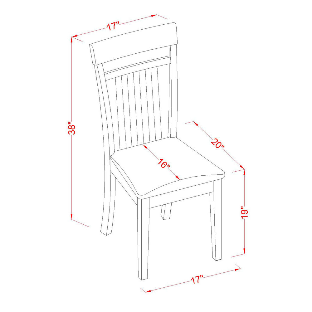 CAP6S-MAH-LC 6Pc Dining Set - 36x60" Rectangular Table, 4 Dining Chairs and a Bench - Mahogany Color