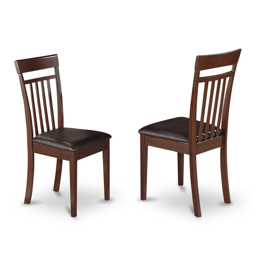 East West Furniture CAC-MAH-LC Capri  Kitchen Dining Chairs - Faux Leather Upholstered Solid Wood Chairs