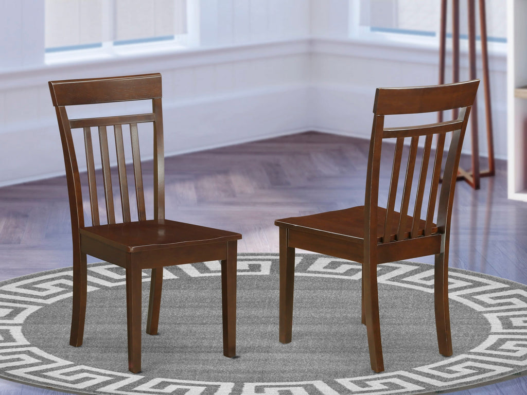 East West Furniture CAC-MAH-W Capri  Dining Room Chairs - Slat Back Solid Wood Seat Chairs