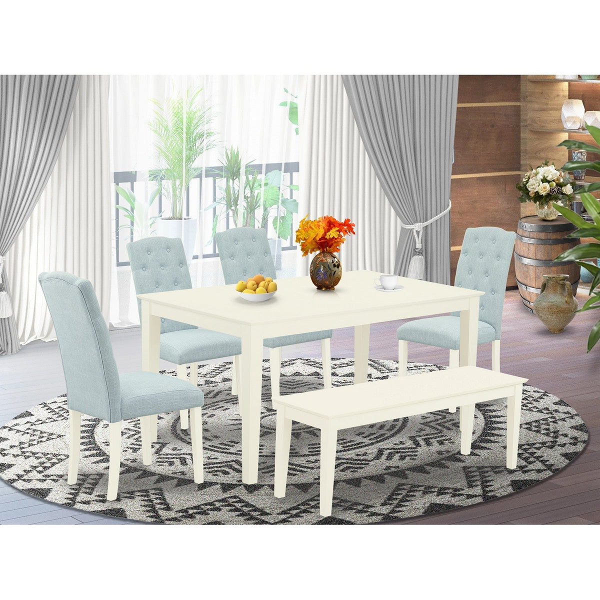 East West Furniture ANKE3-LWH-W - Set da 3 pezzi composto da un tavolo East West Furniture ANKE3-LWH-W - Set da 3 pezzi composto da un tavolo
