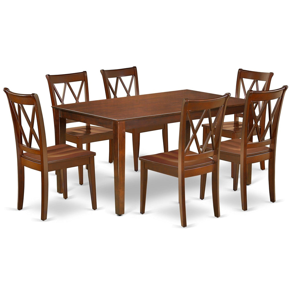 East West Furniture CACL7-MAH-W 7 Piece Dining Room Furniture Set Consist of a Rectangle Kitchen Table and 6 Dining Chairs, 36x60 Inch, Mahogany