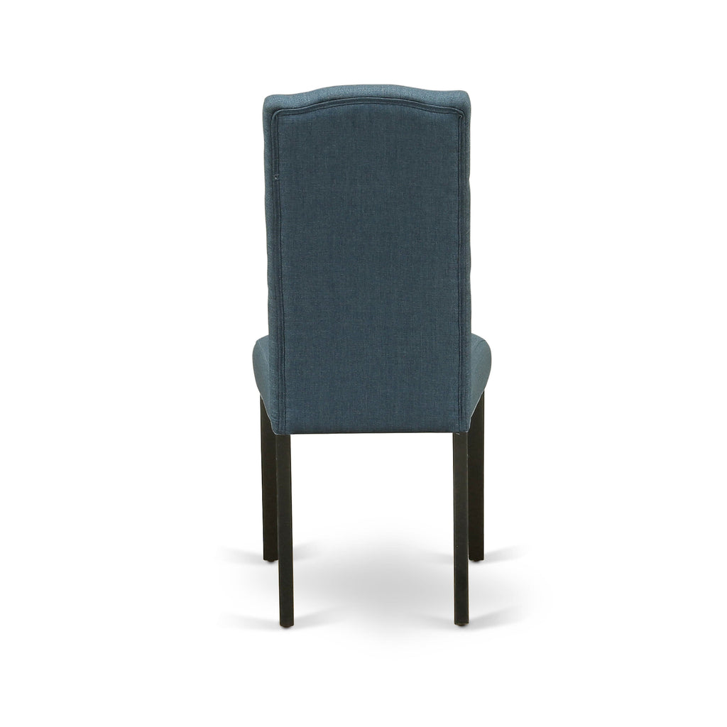 East West Furniture CEP1T21 Celina Parson Dining Room Chairs - Button Tufted Mineral Blue Linen Fabric Padded Chairs