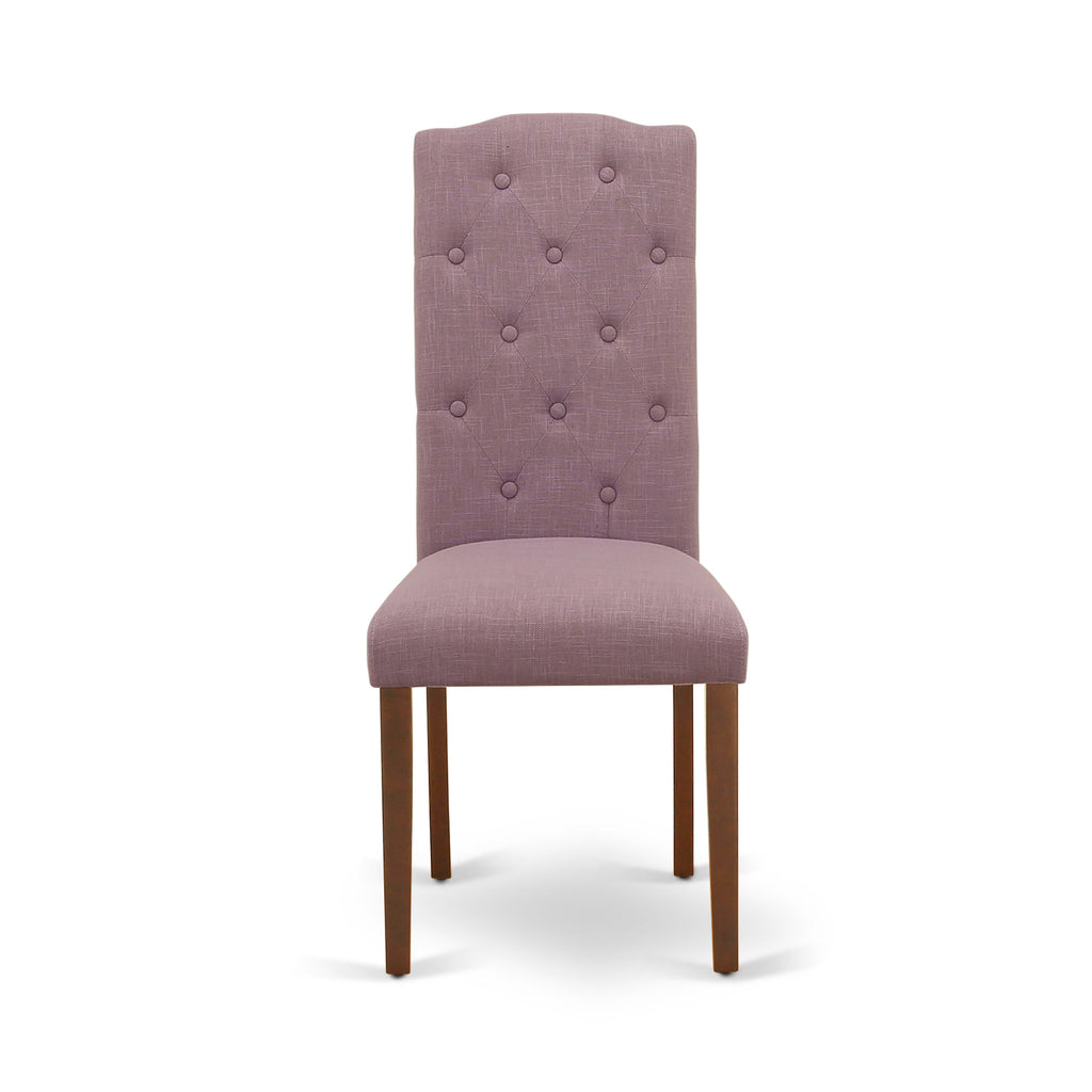 East West Furniture CEP3T10 Celina Parson Kitchen Chairs - Button Tufted Dahlia Linen Fabric Upholstered Dining Chairs